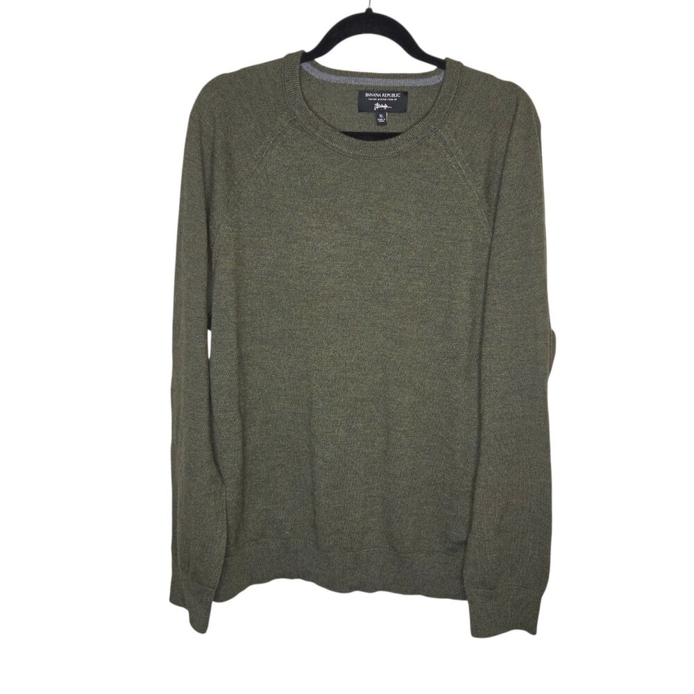 Banana Republic Baruffa Italian Merino Wool Crewneck Sweater Mens XL Olive NWOT
